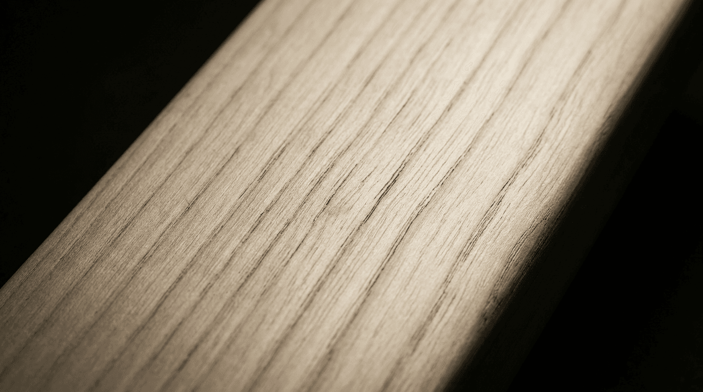 Close-up of English Willow bat face showing natural grain lines