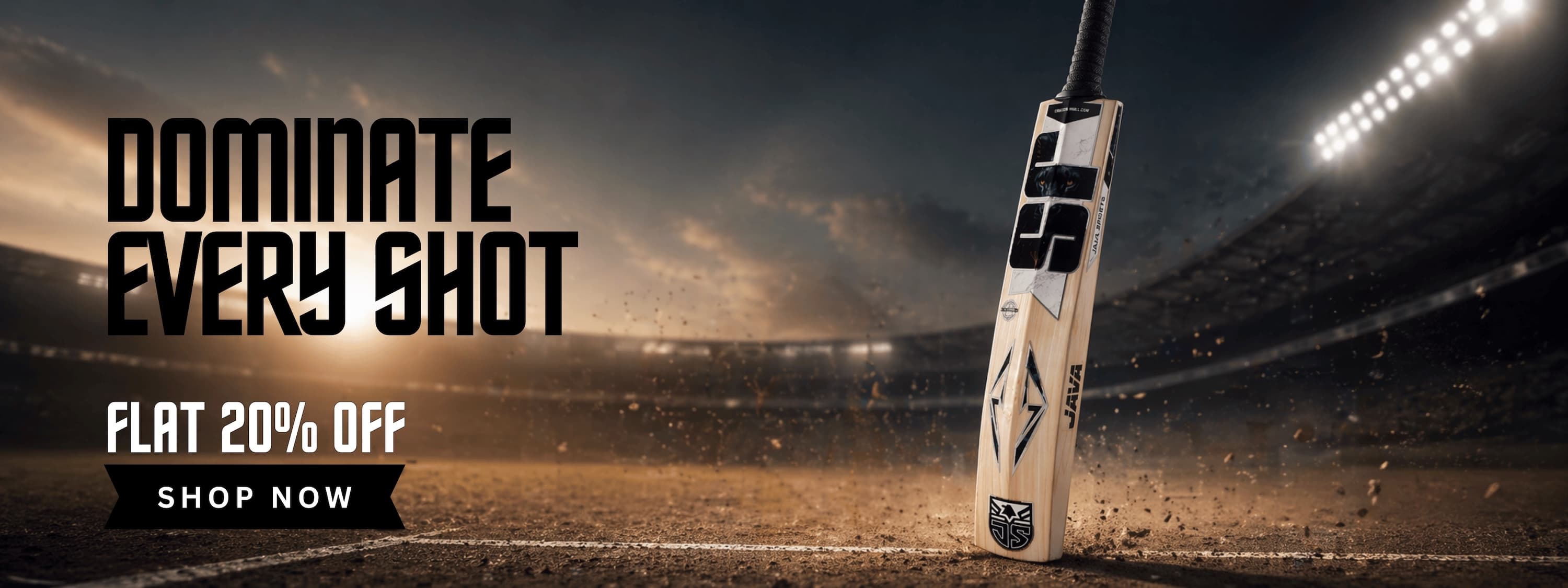 Professional cricket player with Java Sports gear